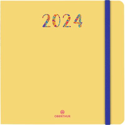 3664447158822-Agenda Merida - 1 semaine sur 2 pages - 16 x 16 cm - jaune - Oberthur--0