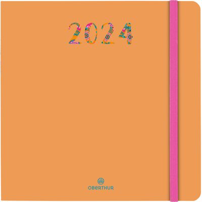3664447158853-Agenda Merida - 1 semaine sur 2 pages - 16 x 16 cm - orange - Oberthur--0