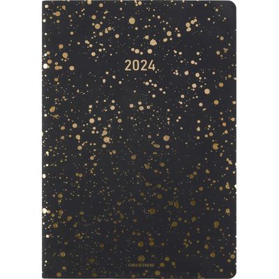 3664447155999-Agenda Céleste - 1 semaine sur 2 pages - 17 x 24,5 cm - noir/or - Oberthur--0