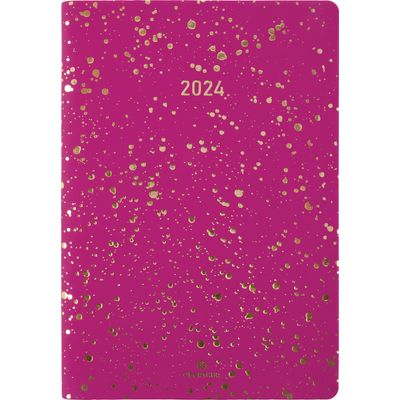 3664447156002-Agenda Céleste - 1 semaine sur 2 pages - 17 x 24,5 cm - fuchsia/or - Oberthur--0