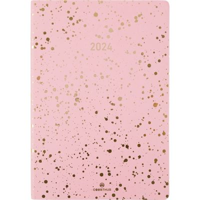 3664447156019-Agenda Céleste - 1 semaine sur 2 pages - 17 x 24,5 cm - rose/or - Oberthur--0