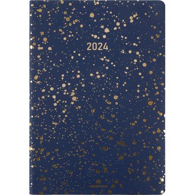 3664447156026-Agenda Céleste - 1 semaine sur 2 pages - 17 x 24,5 cm - bleu marine/or - Oberthur--0