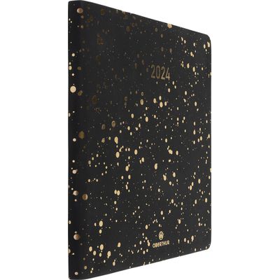 3664447156033-Agenda Céleste - 1 semaine sur 2 pages - 16 x 16 cm - noir/or - Oberthur--0