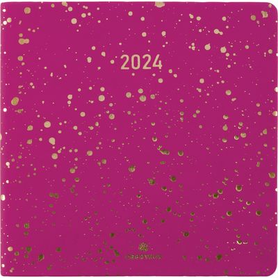 3664447156040-Agenda Céleste - 1 semaine sur 2 pages - 16 x 16 cm - fuchsia/or - Oberthur--0