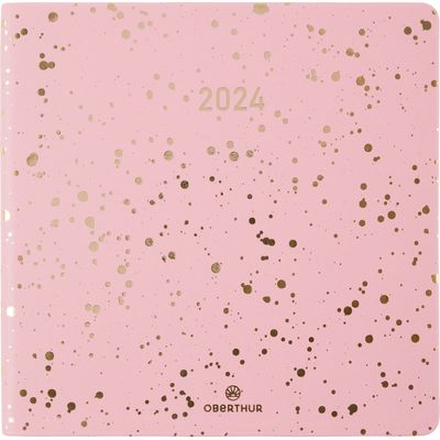 3664447156057-Agenda Céleste - 1 semaine sur 2 pages - 16 x 16 cm - rose/or - Oberthur--0