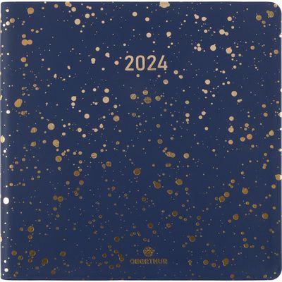 3664447156064-Agenda Céleste - 1 semaine sur 2 pages - 16 x 16 cm - bleu marine/or - Oberthur--0