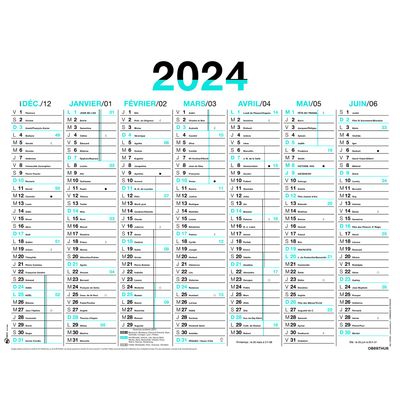 3664447154817-Calendrier Fluo - 7 mois par face - 43 x 55 cm - bleu - Oberthur--0