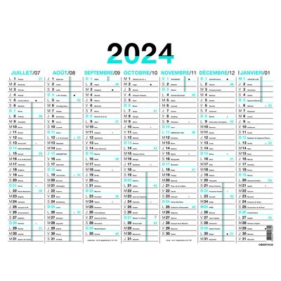 3664447154817-Calendrier Fluo - 7 mois par face - 43 x 55 cm - bleu - Oberthur--1