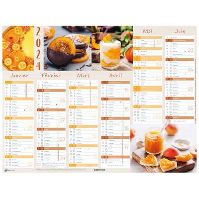 3664447151397-Calendrier Fruits - 6 mois par face - 32 x 42 cm - Oberthur--0