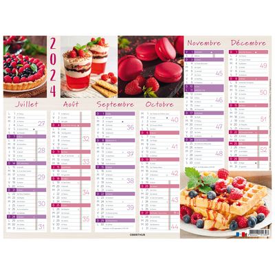 3664447151397-Calendrier Fruits - 6 mois par face - 32 x 42 cm - Oberthur--1