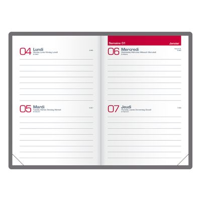 3147280261442-Agenda de poche Textura - 2 jours par page - 7,4 x 11 cm - gris - Oxford--1