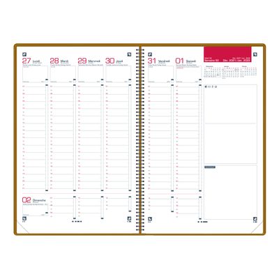 3147280268083-Agenda Voyage - 1 semaine sur 2 pages - 16 x 24 cm - marron - Oxford--1