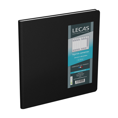 3147280266737-Agenda Classique - 1 semaine sur 2 pages - 16 x 16 cm - noir - Lecas--0