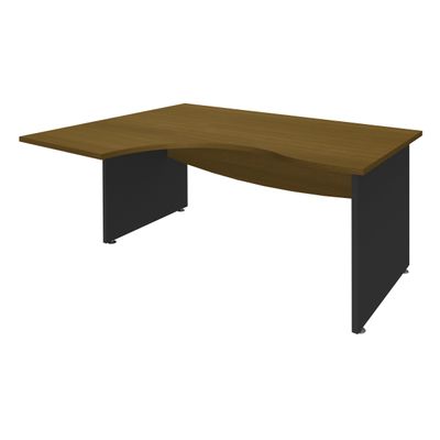 3253310491649-Bureau compact à gauche DUAL - L180 cm - Pieds Anthracite - plateau imitation noyer (Pieds de renfort ou caisson bout de bureau obligatoire à rajou--0