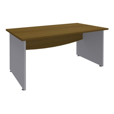 3253310426368-Bureau droit DUAL - L160 - Pieds alu - plateau imitation noyer--0