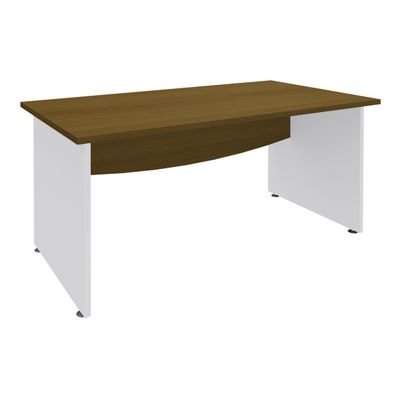 3253310396289-Bureau droit DUAL - L120 - Pieds blanc - plateau imitation noyer--0