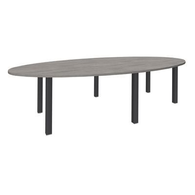 3253310165700-Table de réunion ovale - L280 cm - Pieds exprim carbone - Plateau imitation chêne gris--0