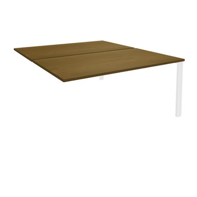 3253310268883-Bureau Bench IRIS - L180 cm - Plan suivant - Pieds blanc - plateau imitation noyer--0