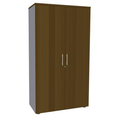 3253310338418-Armoire haute IDRA/DUAL - H180 x L80 x P47 - 2 portes - Corps alu - Portes et dessus imitation noyer--0