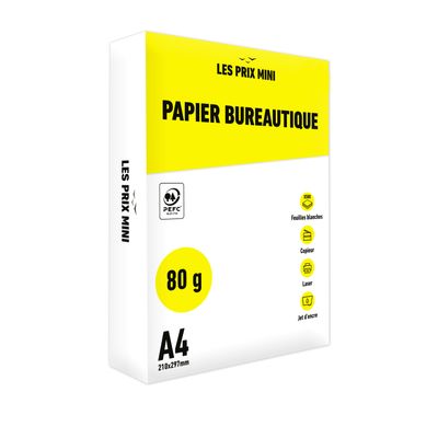 3329680003031-Les Prix Mini - Papier blanc - A4 (210 x 297 mm) - 80 g/m² - Ramette Ramette de 500 feuilles--0