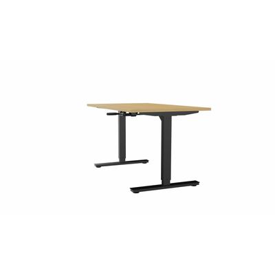 3617350004540-Bureau AXEL assis/debout - réglage par manivelle - L160 x P80 cm - plateau imitation chêne clair - pi--0