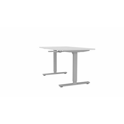 3617350004496-Bureau AXEL assis/debout - réglage par manivelle - L180 x P80 cm - plateau blanc - pieds gris--0