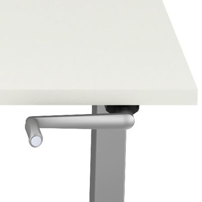 3617350004496-Bureau AXEL assis/debout - réglage par manivelle - L180 x P80 cm - plateau blanc - pieds gris--1