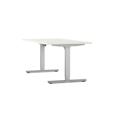3617350004373-Bureau électrique AXEL -  bureau assis/debout  - L140 cm - plateau blanc - pieds gris--0