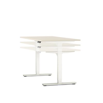 3617350004373-Bureau électrique AXEL -  bureau assis/debout  - L140 cm - plateau blanc - pieds gris--1