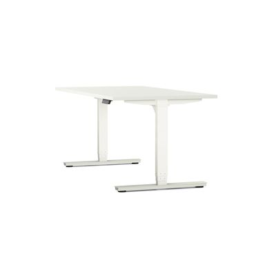3617350004328-Bureau électrique AXEL -  bureau assis/debout  - L160 cm - plateau blanc - pieds blanc--0