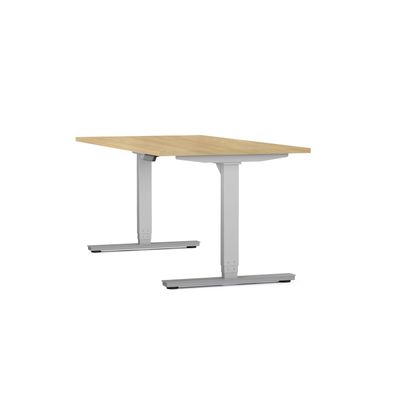 3617350004281-Bureau électrique AXEL -  bureau assis/debout  - L160 cm - plateau imitation chêne clair - pieds gris--0