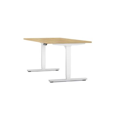 3617350004236-Bureau électrique AXEL -  bureau assis/debout  - L180 cm - plateau imitation chêne clair - pieds blan--0