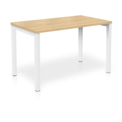 3617350003918-Bureau ARIAL - L140 x P80 cm - plateau imitation chêne clair - pieds blancs--0