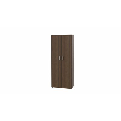 3617350001808-Armoire haute MOKA - 2 portes - L80 x P43,2 x H202,1 cm - imitation noyer brun - poignées gris alumini--0