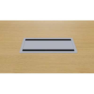 3617350000771-Trappe centrale pour table de réunion ARIAL - 31,6 x 14,8 cm - double accès - gris--0