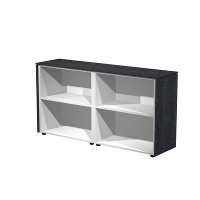 7331920003219-Armoire basse double Flora - L162,8xP43xH81,4 cm - portes mélaminés - 2 étagères - frêne noir--1
