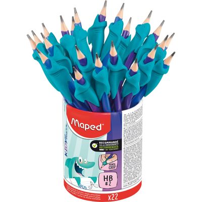 3154148535027-Maped Kidy'Learn - Pot de 22 Crayons graphite Blackpep's triangulaire HB - embout gomme + guides doigts (41% ma--0