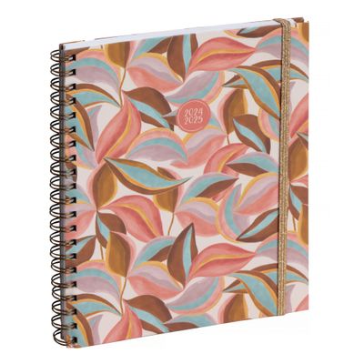 3660942084352-Agenda de bureau spiralé 16 mois Capucine - 1 semaine sur 2 pages - 14 x 18 cm - rose - Exacompta--0