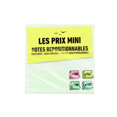 3539012004586-Les Prix Mini - Bloc Cube notes repositionnables - 400 feuilles - 76 x 76 mm - couleurs pastels assort--0