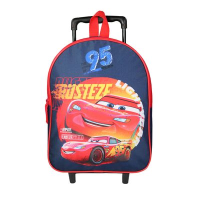3666311022994-Sac maternelle à roulettes Cars - 1 compartiment - bleu - Bagtrotter--0