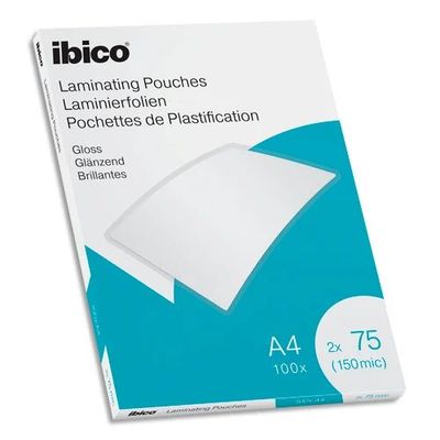 4049793065915-IBICO Pack de 100 pochettes de plastification brillantes A4, 75 microns--0