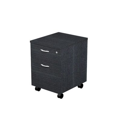 7331910006022-Caisson mobile Trend - L41,8xP52xH59,5 cm - monté - 2 tiroirs dont 1 DS - imitation frêne noir--0