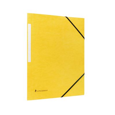 3045050465185-Conquérant - Chemise à élastique 3 rabats - A4 - Carte recyclée 350gr - jaune--0