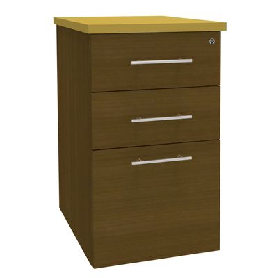 3253310249981-Caisson HT bureau - steely/stelly manager - Profondeur 60 cm - noyer - top jaune curry--0