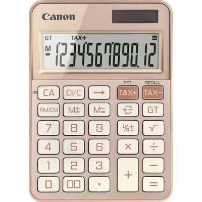 4549292238358-Calculatrice de bureau Canon KS-125KB - 12 chiffres - alimentation batterie et solaire - or rose--0
