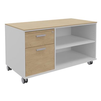 3253310544185-Console mobile KHEOPS - L120XP60XH66 cm - 2 tiroirs dont 1 DS - structure blanc perle - finition imitat--0