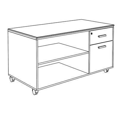 3253310544185-Console mobile KHEOPS - L120XP60XH66 cm - 2 tiroirs dont 1 DS - structure blanc perle - finition imitat--1