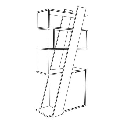 3253310544567-Bibliothèque KHEOPS  - porte à droite - structure blanc perle - finition imitation noyer--1