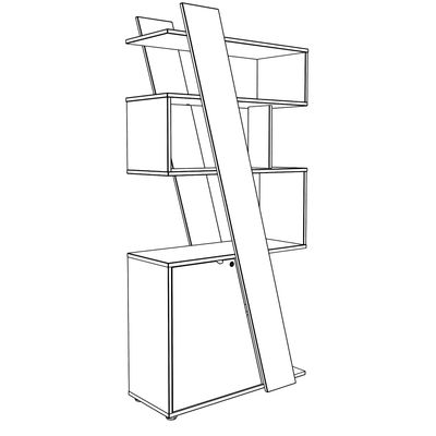 3253310544581-Bibliothèque KHEOPS - porte à gauche - structure blanc perle - finition imitation chêne clair--1