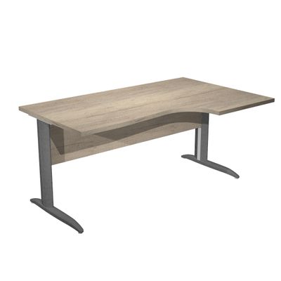 0404052241082-Bureau compact Trend - L160 cm - retour à droite - Pieds métals anthracite - plateau imitation chêne canadien - (pieds de renfort obligatoire à rajou--0